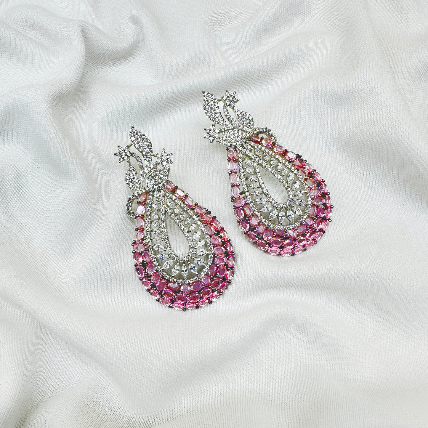 AD Pink Stone Choker Necklace Set -Kavipushp Blings