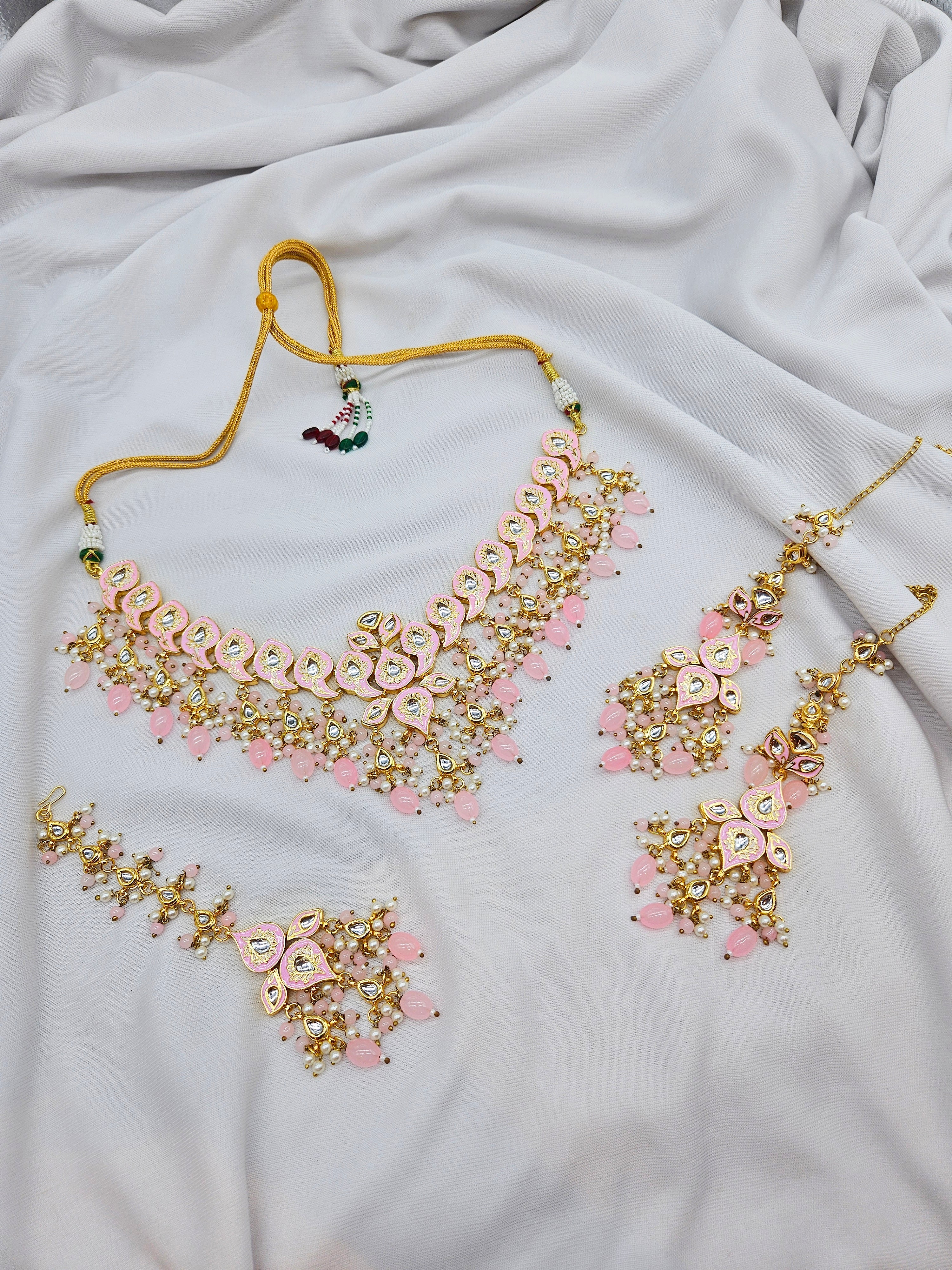 Cheenu Demifine Kundan Pink Set