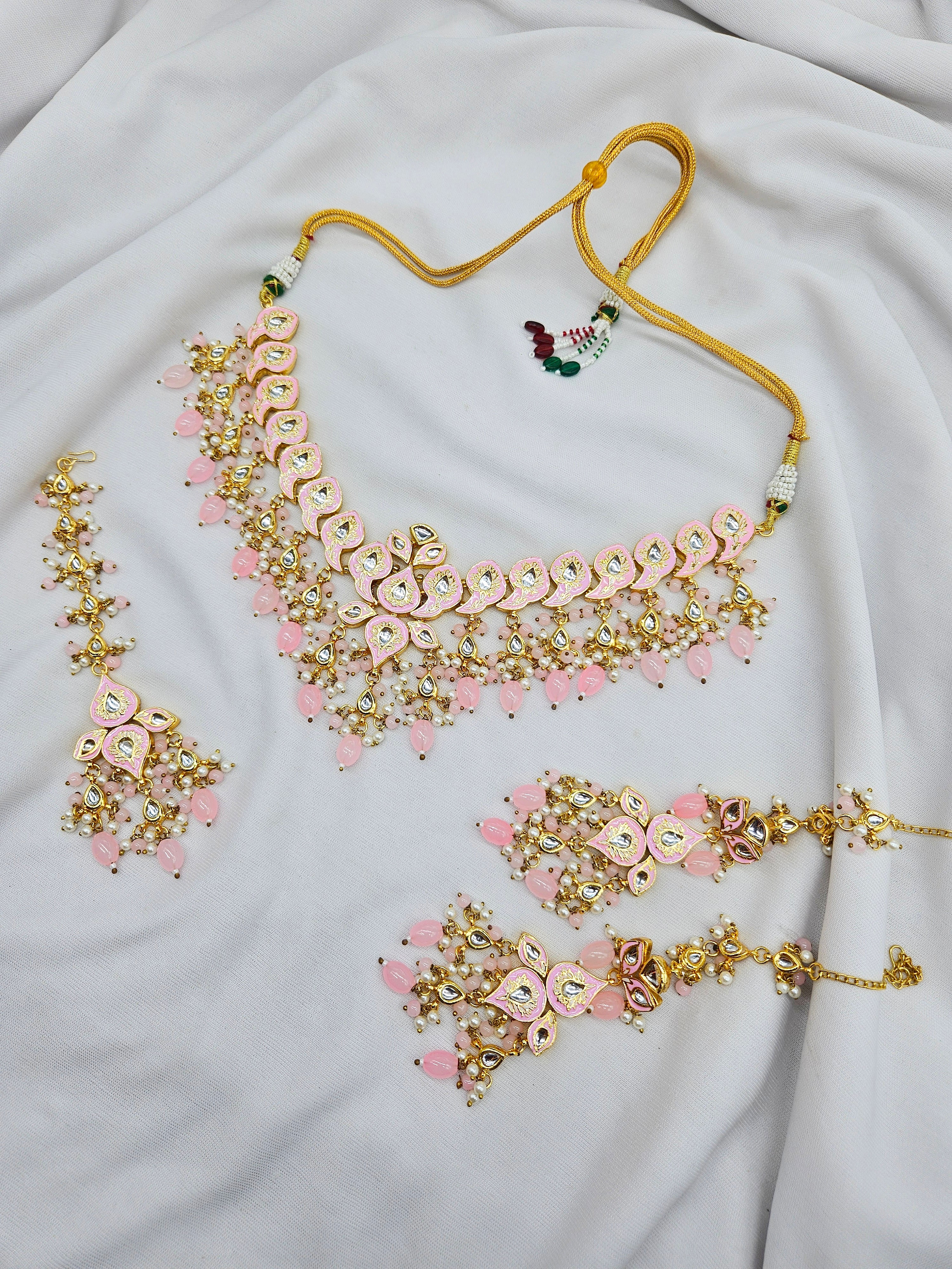 Cheenu Demifine Kundan Pink Set