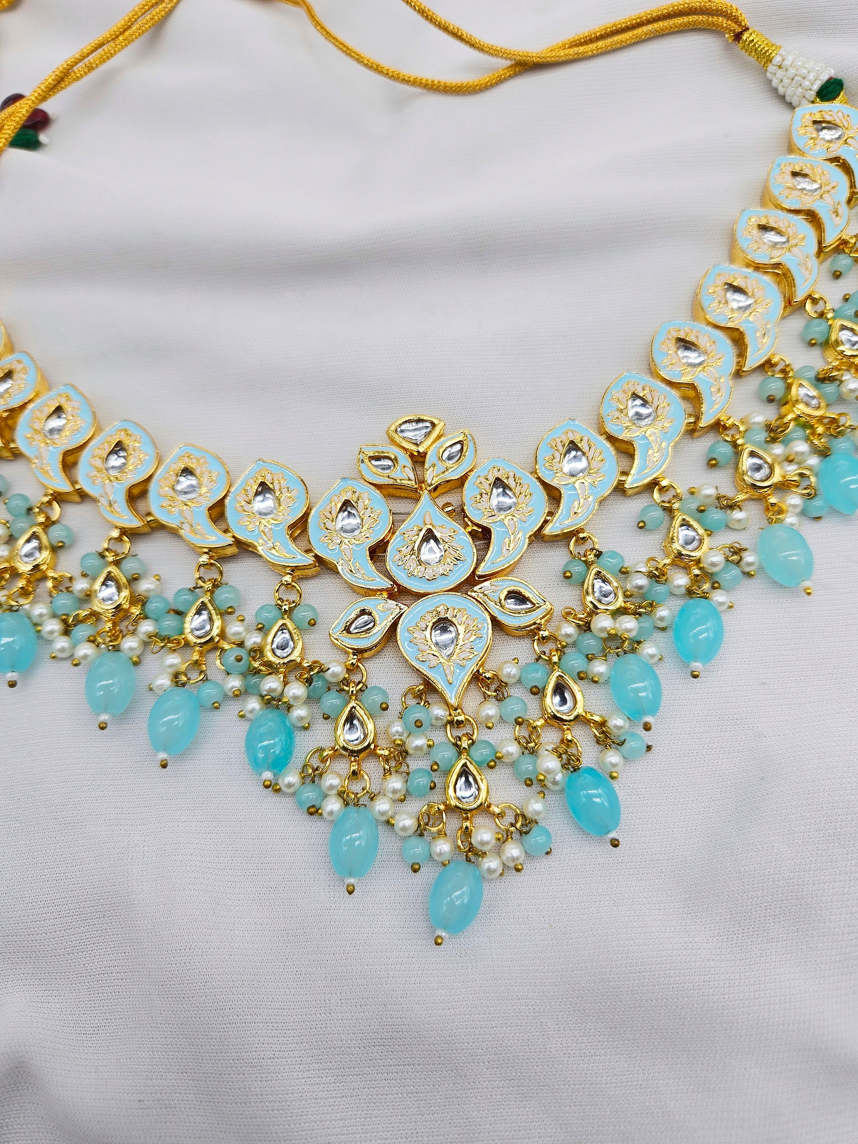 Cheenu Demifine Kundan Mint Blue Complete Set