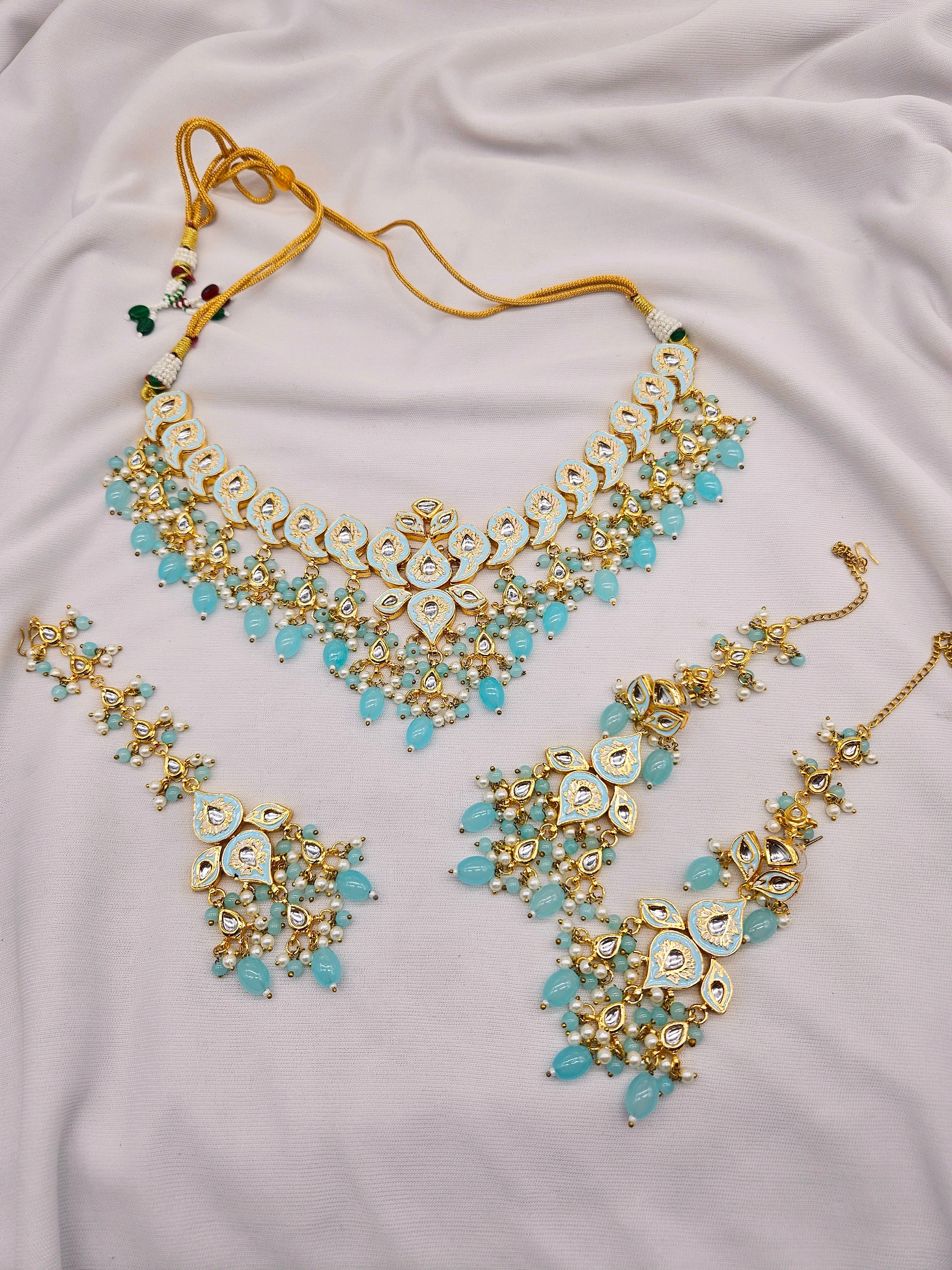 Cheenu Demifine Kundan Mint Blue Complete Set