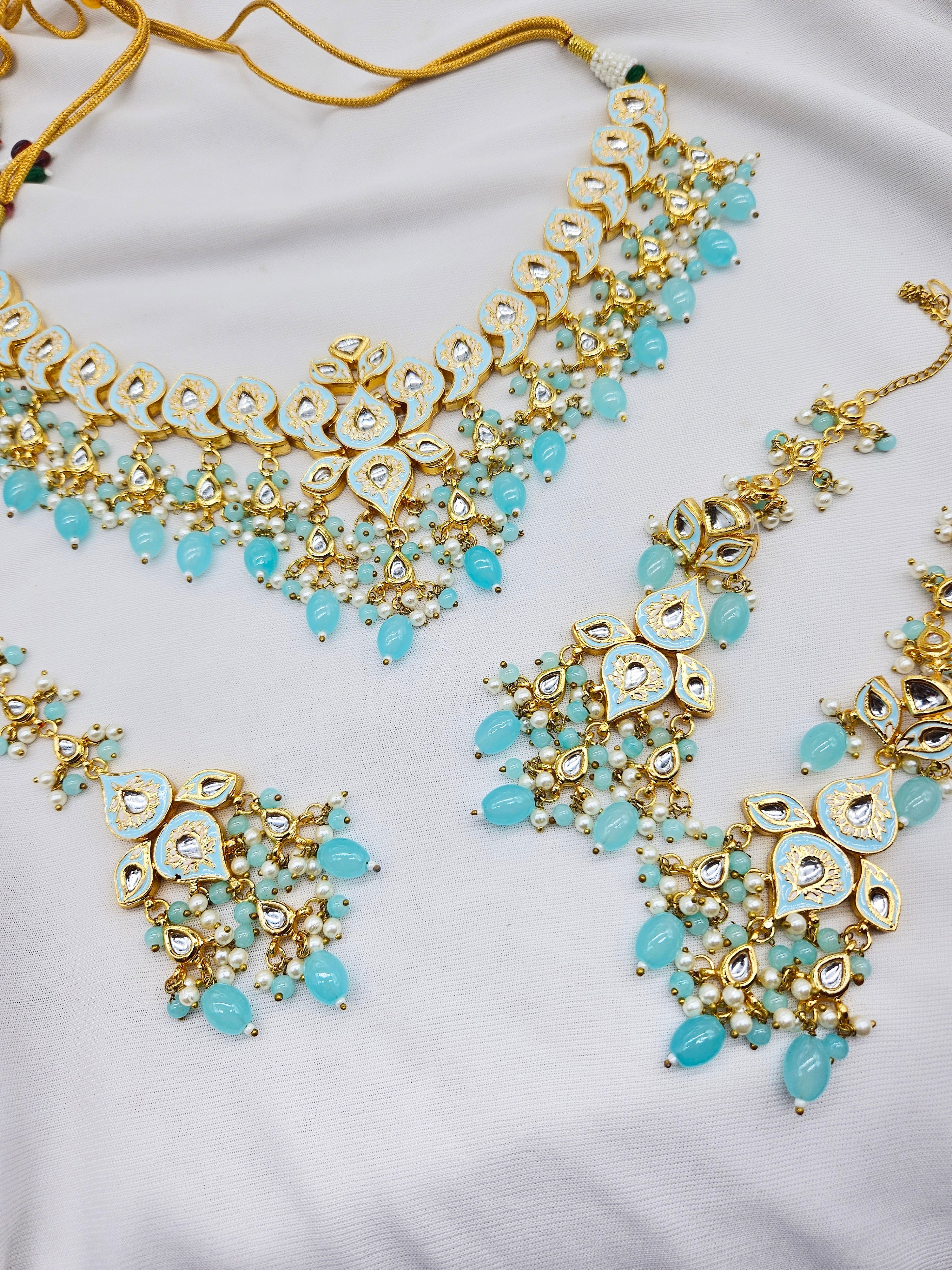 Cheenu Demifine Kundan Mint Blue Complete Set