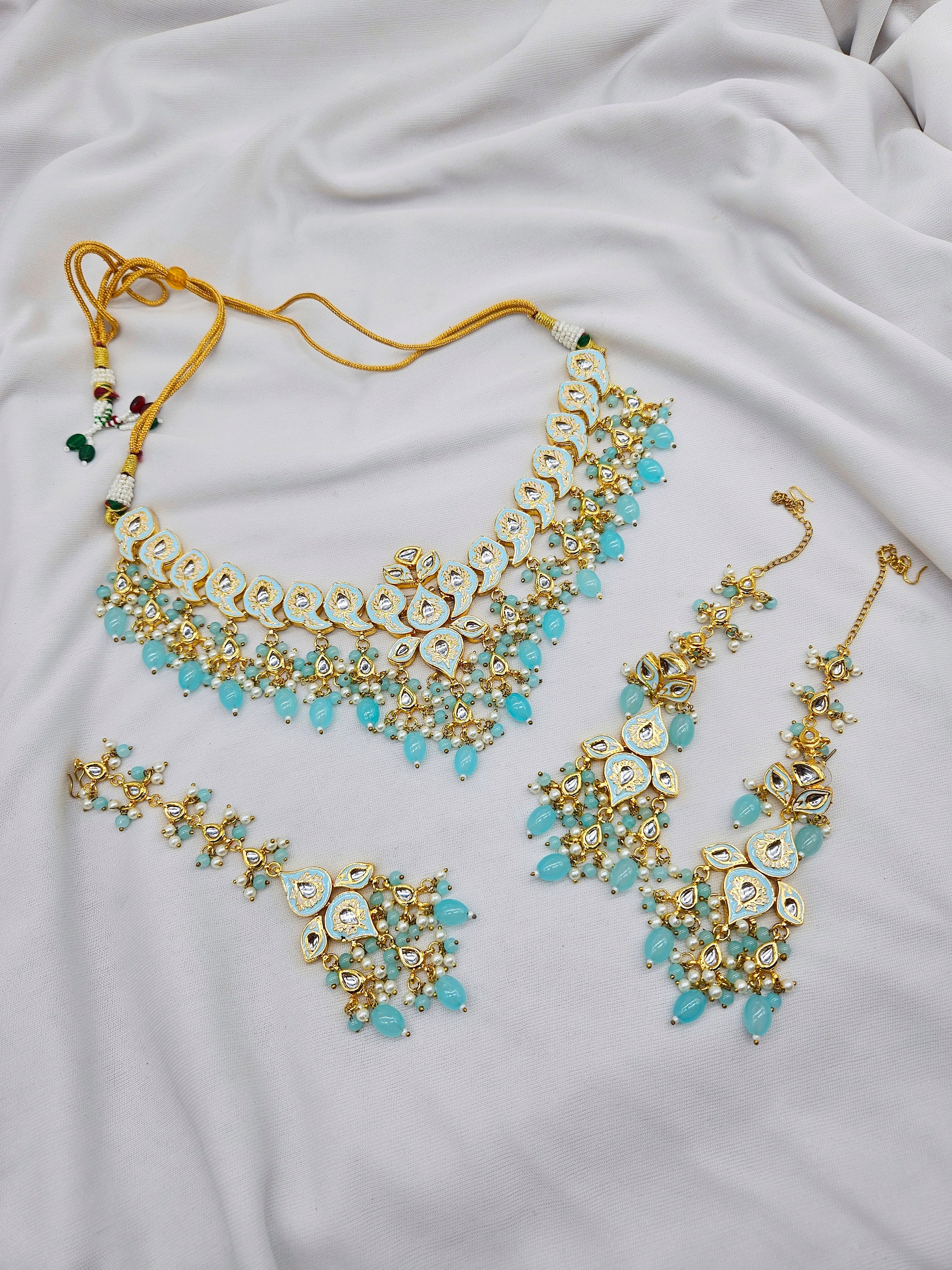 Cheenu Demifine Kundan Mint Blue Complete Set