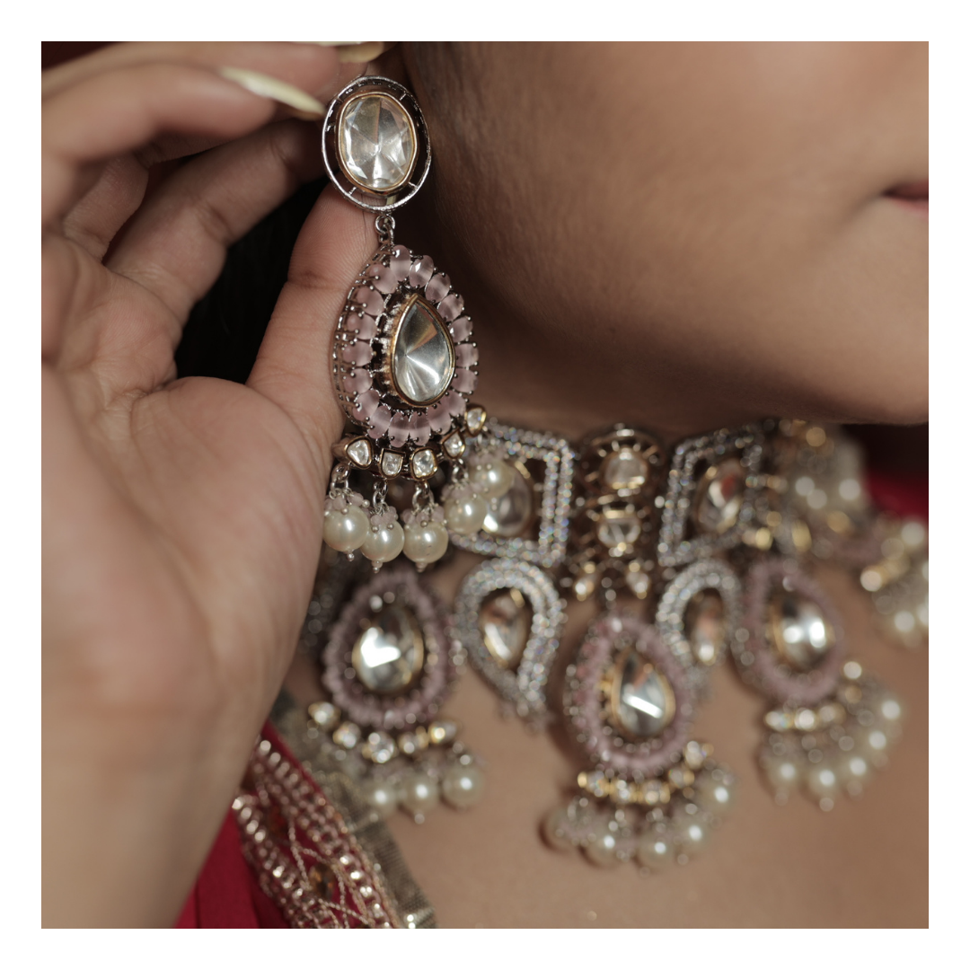 BABY PINK POLKI BRIDAL CHOKER