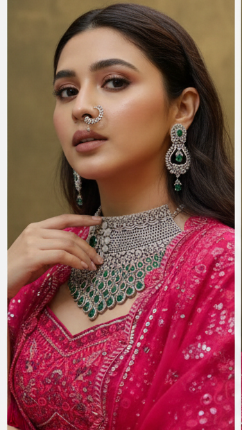 Diamond CZ Necklace Set for Women β Elegant Silver Bridal Jewelry