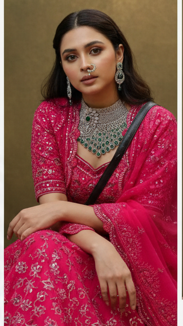 Diamond CZ Necklace Set for Women – Elegant Silver Bridal Jewelry