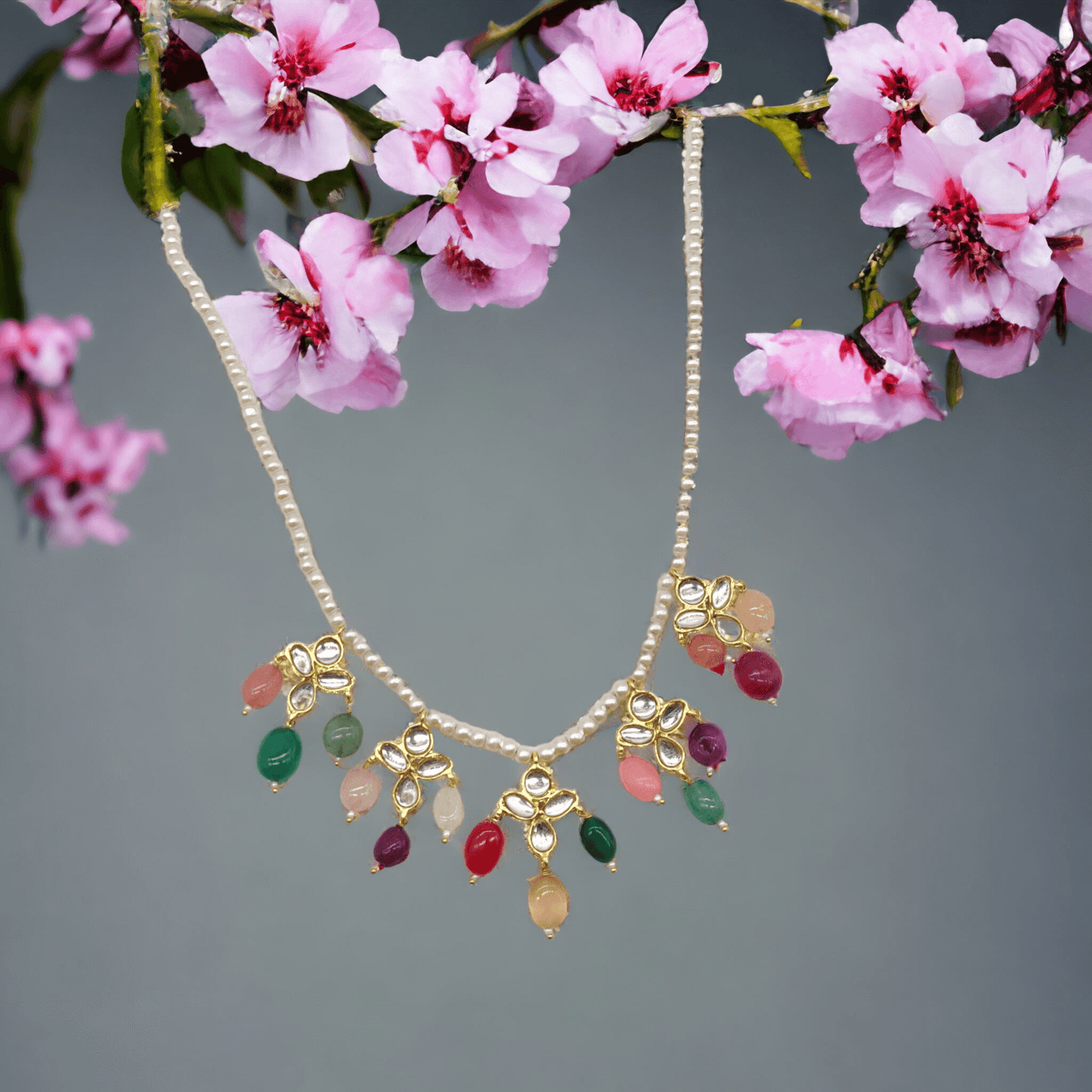 IVANNA PEARL KUNDAN LONG NECKLACE