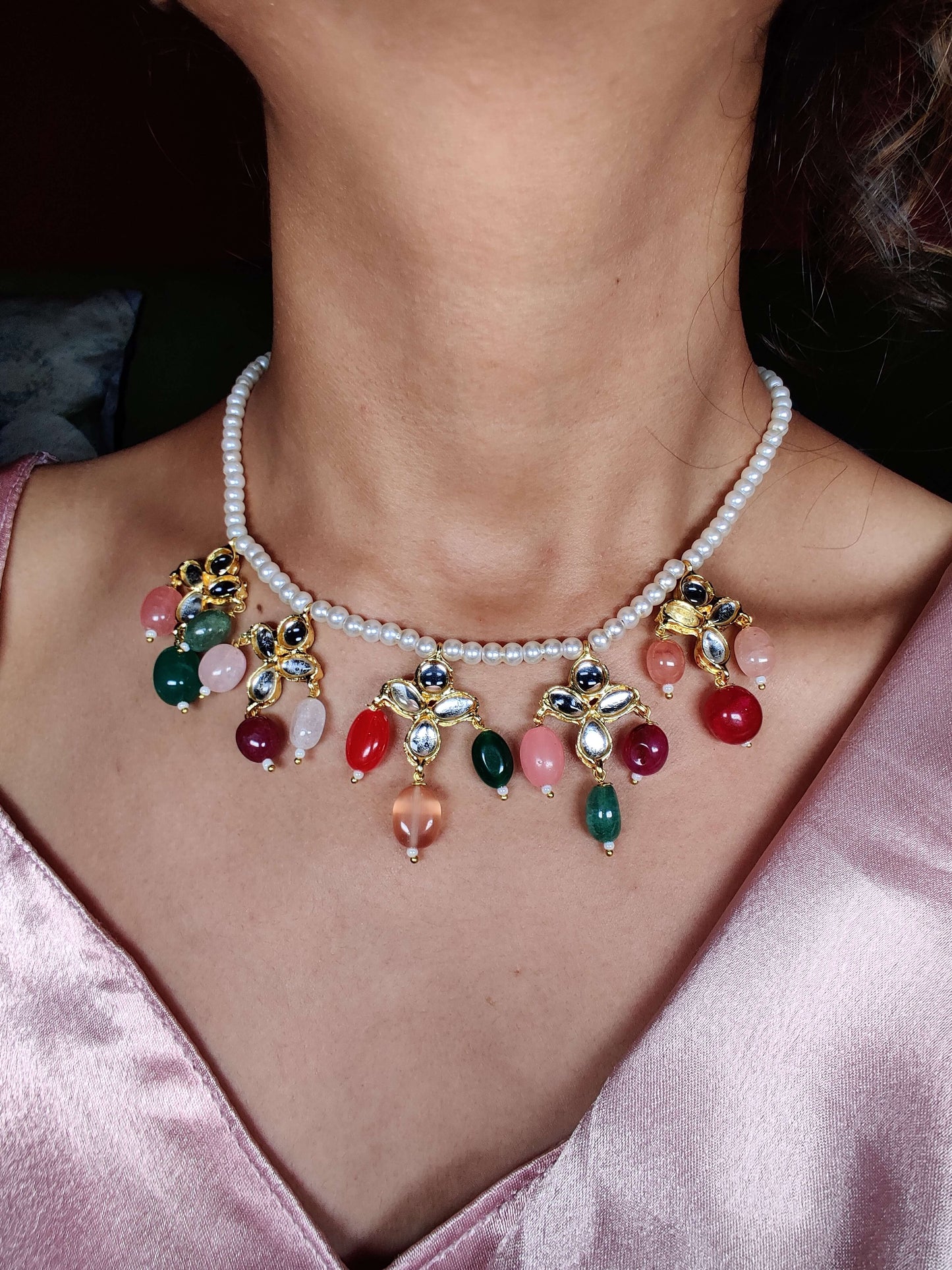 IVANNA PEARL KUNDAN LONG NECKLACE