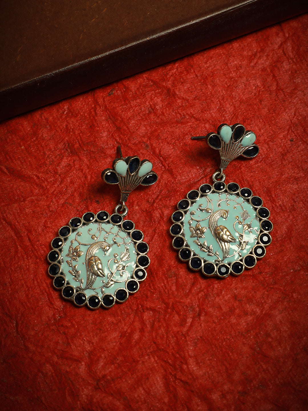 AURORA OXIDISED MENNA EARRINGS