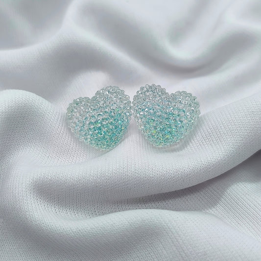 mint green  heart shape earring /western earring