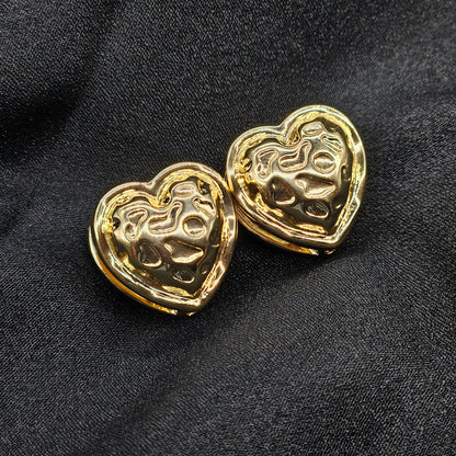 Heart solid gold earring / Antique Earring