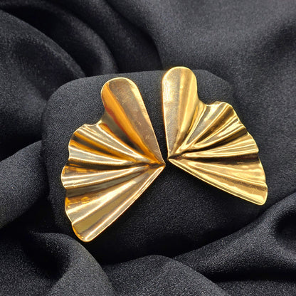 gold chunky half stud earring /Antique Earring