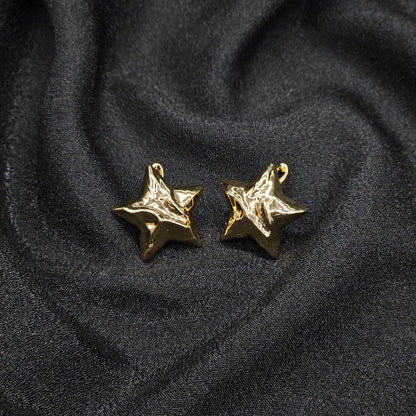 gold solid star earring /antique earring