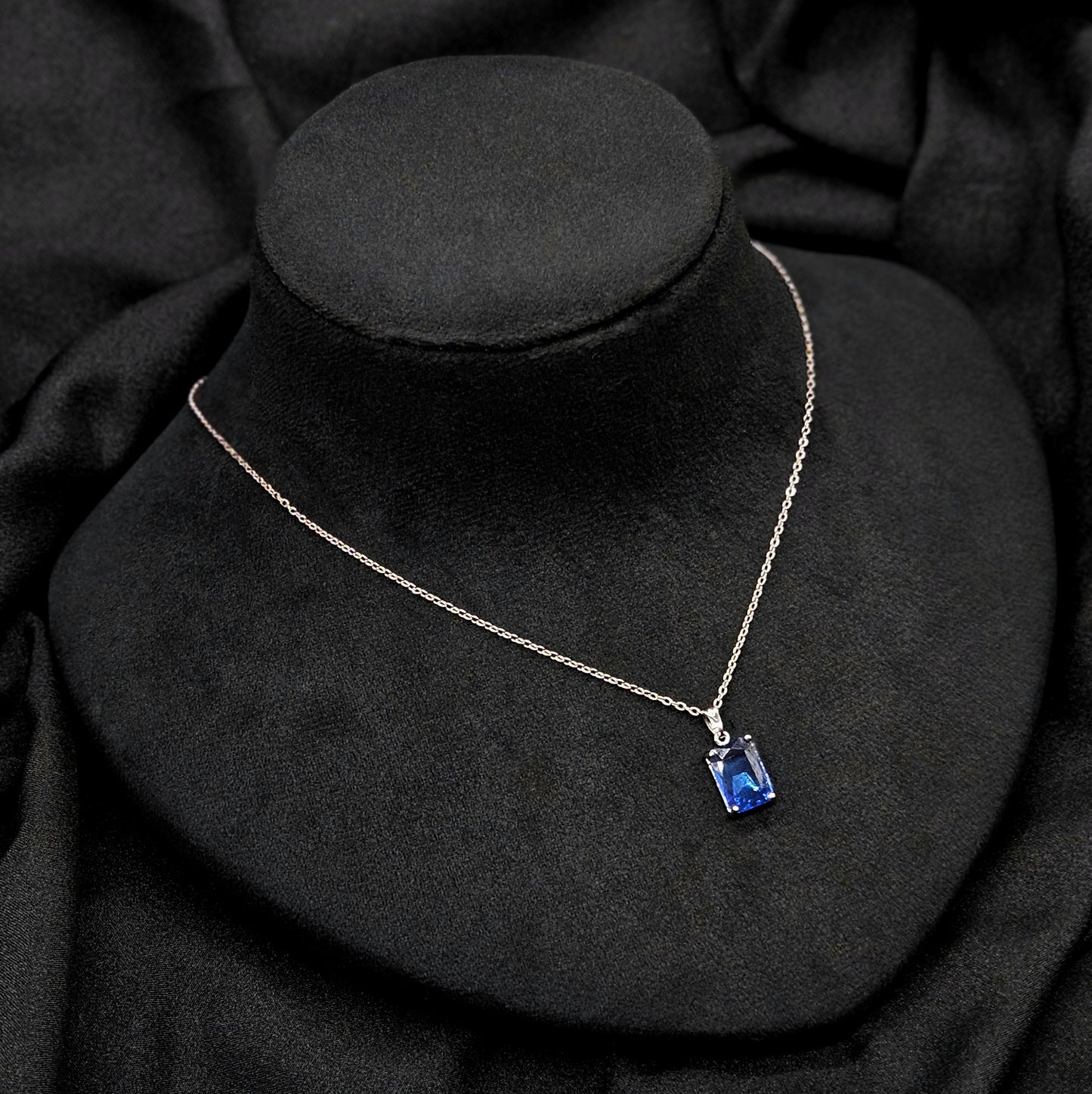 blue charm sterling chain Western Pendant Set