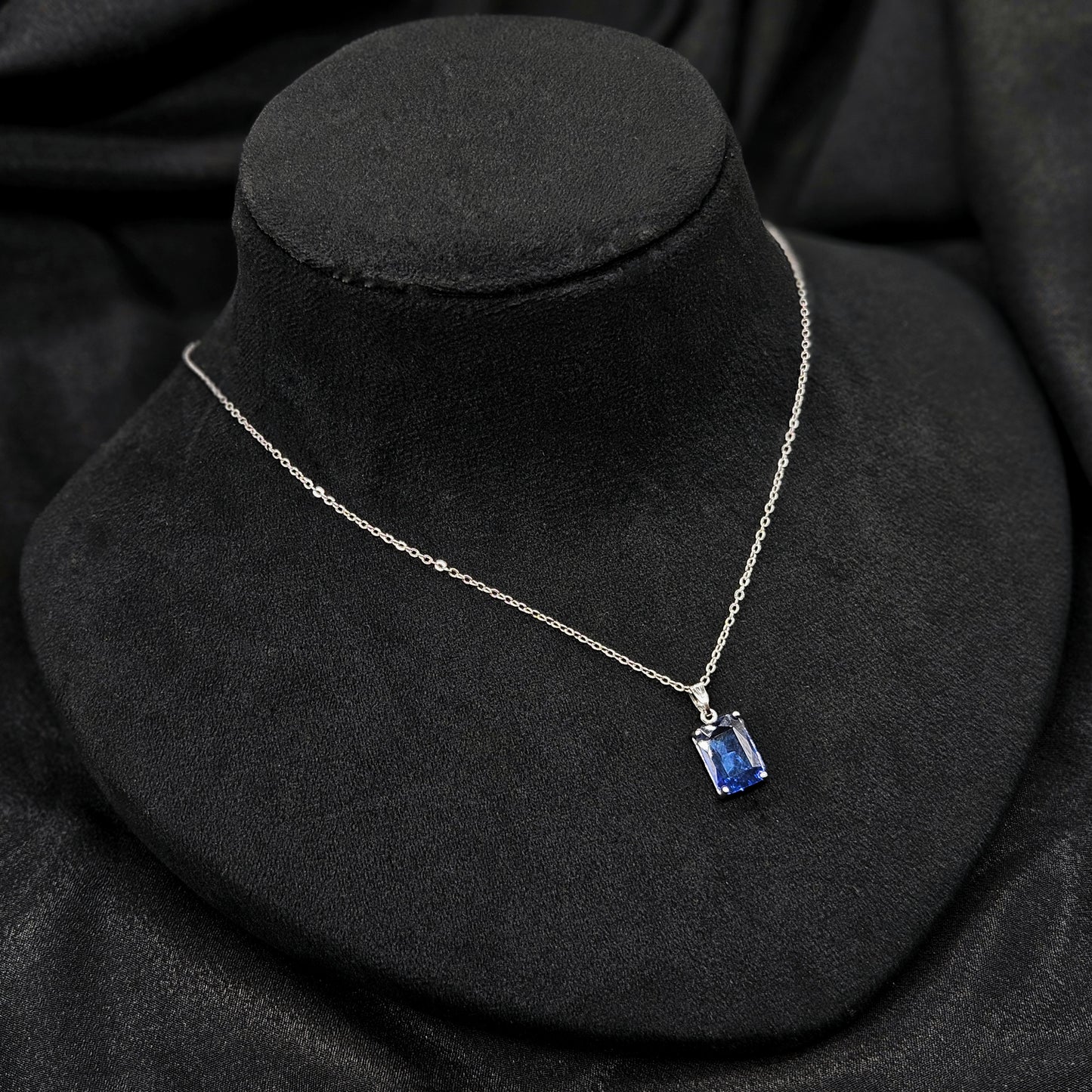 blue charm sterling chain Western Pendant Set