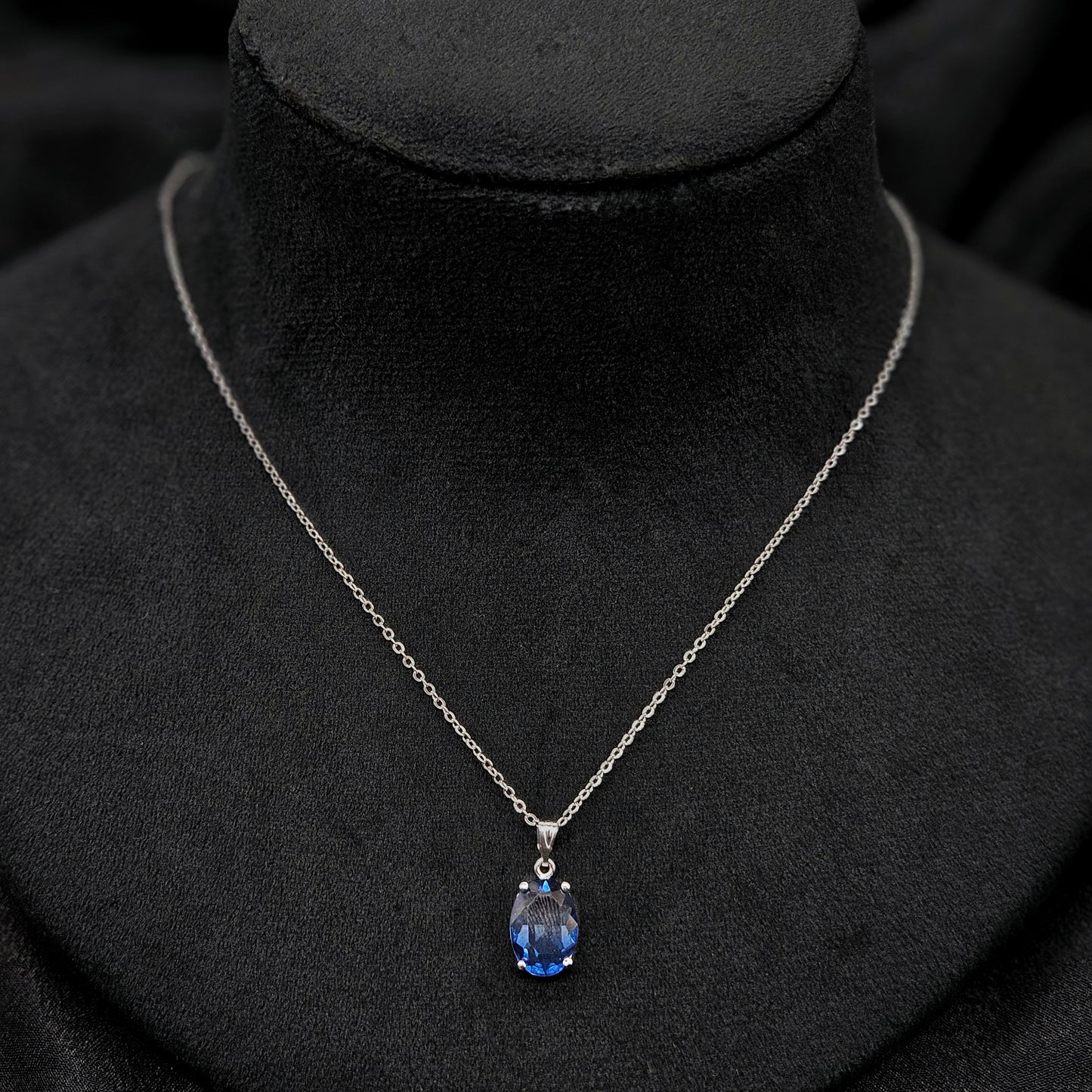 blue charm sterling chain Western Pendant Set