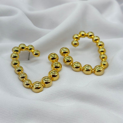 gold beaded hoops/ casual earring