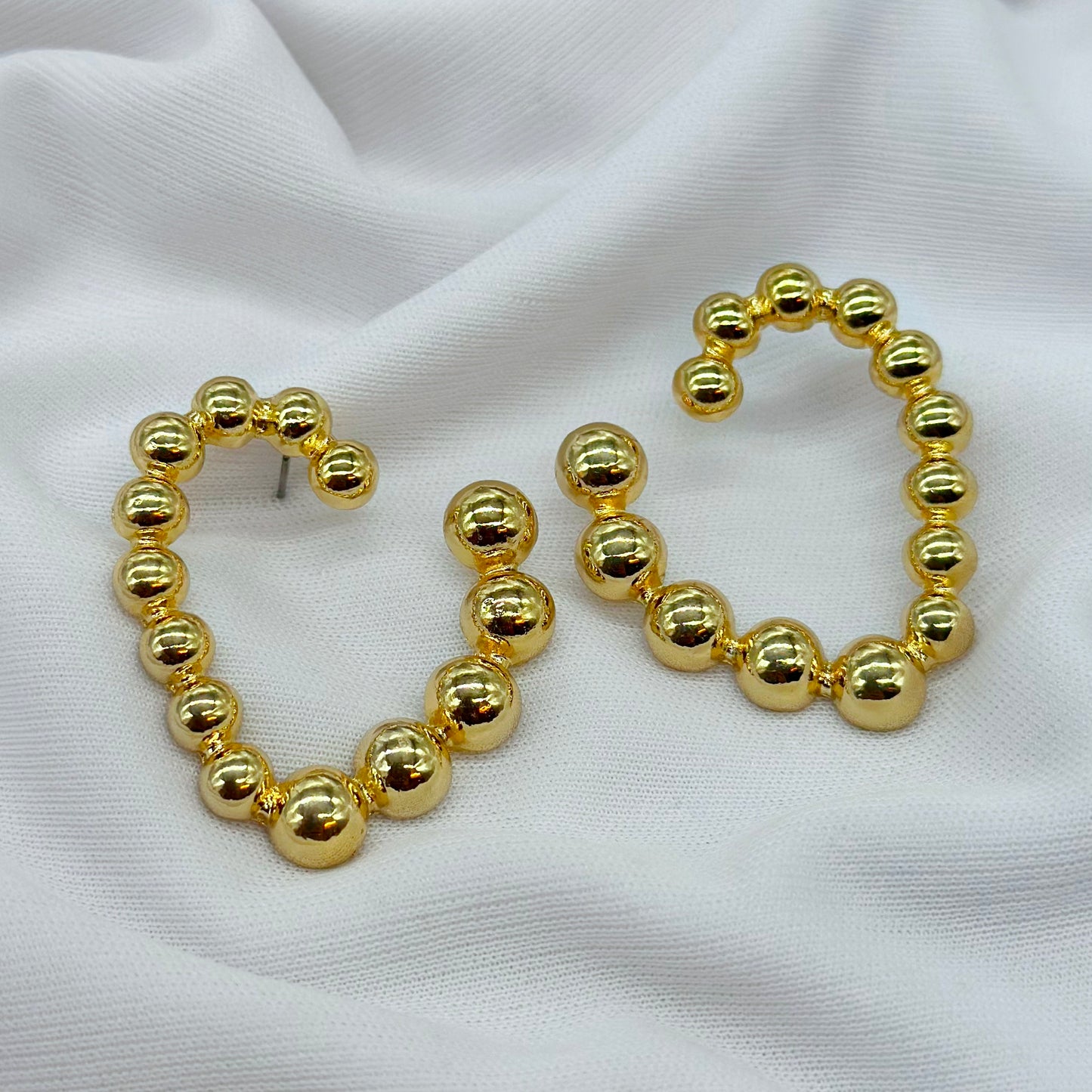 gold beaded hoops/ casual earring