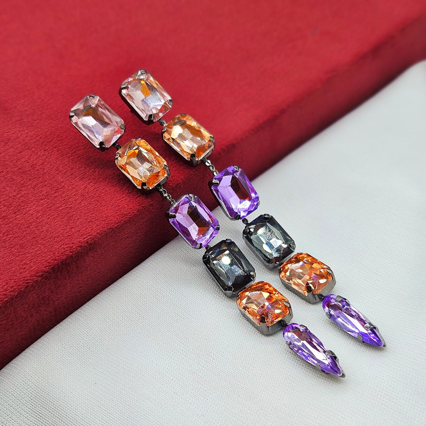 square mix glass earring /carnival collection