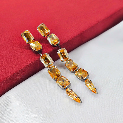 Dark Yellow Glass Earring /carnival collection