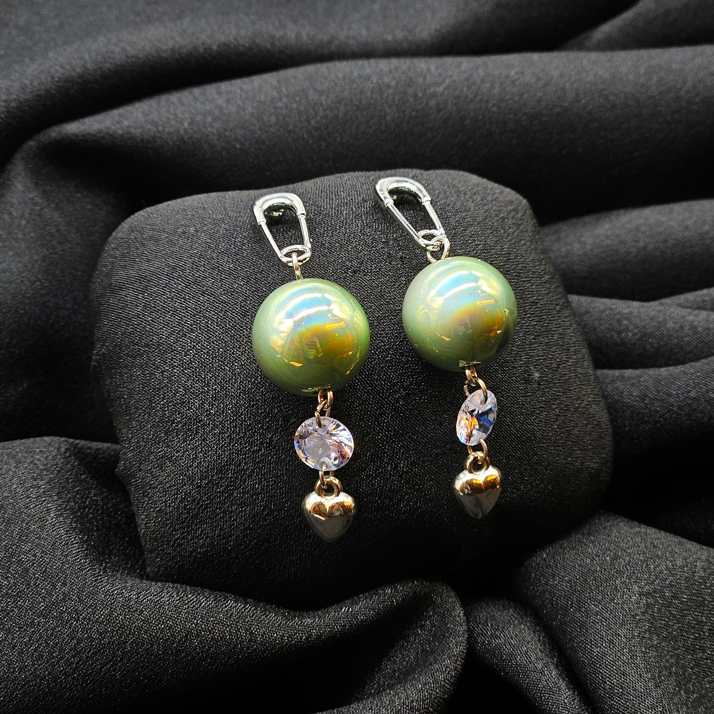 silver plated safety pin drop earring