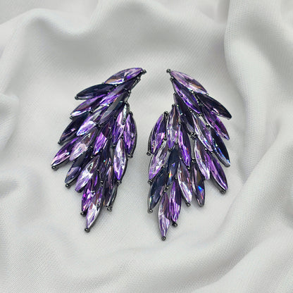 dual feather glass earring/carnival collection