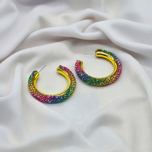 round multicolor beaded /carnival earring