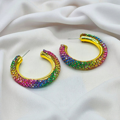 round multicolor beaded /carnival earring