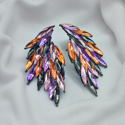 elegant feather glass earring/carnival collection