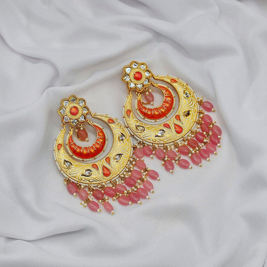 peach chand earring for women and girls