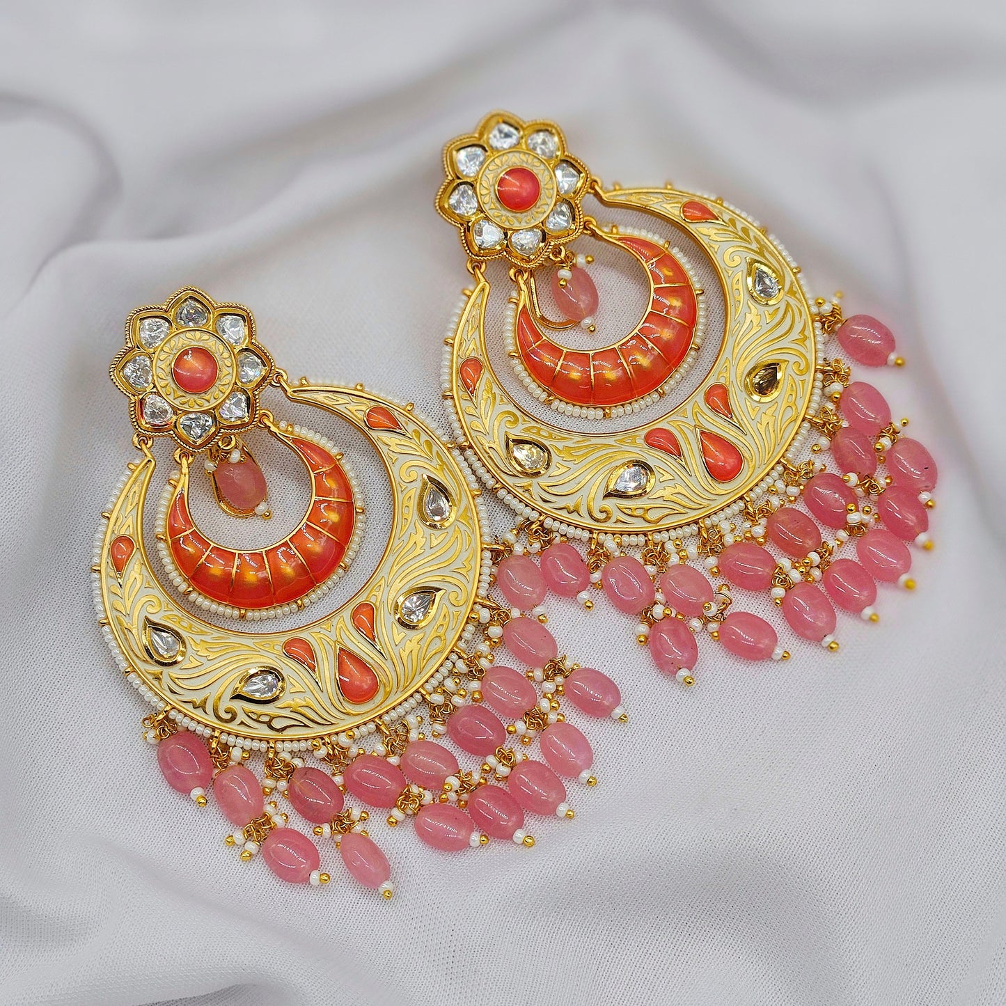 peach chand earring for women and girls