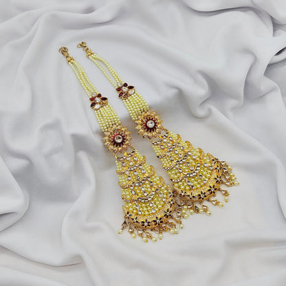 gold toned ethnic traditional earring with ear lifting