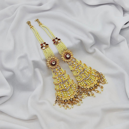 gold toned ethnic traditional earring with ear lifting