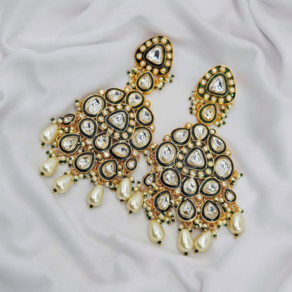 gold plated big polki earring for women