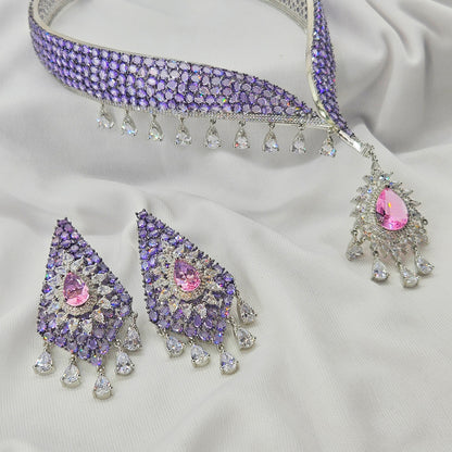 FLOWER COLLAR ELEGANT NECKLACE SET / BLING COLLECTION