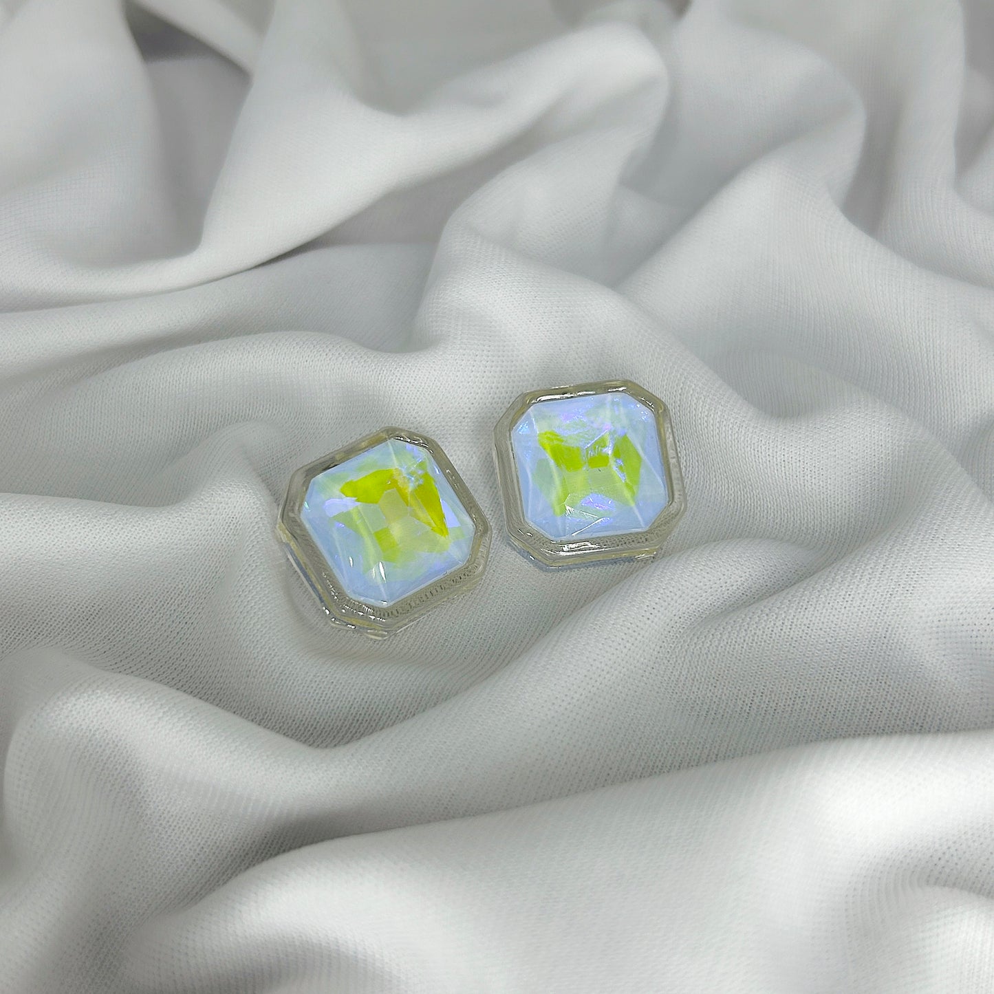 square shape sky blue acrylic earring for women