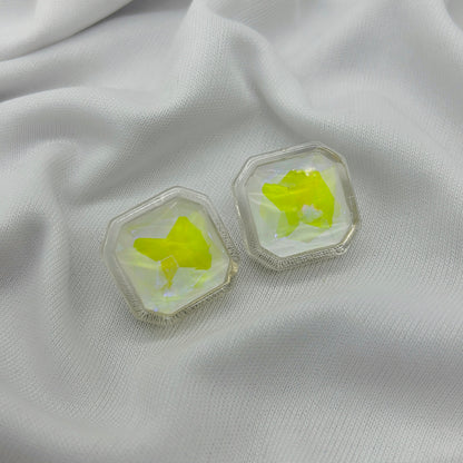 round shape light yellow scatter acrylic earring