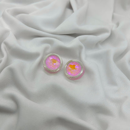 round shape light pink sparkling earring