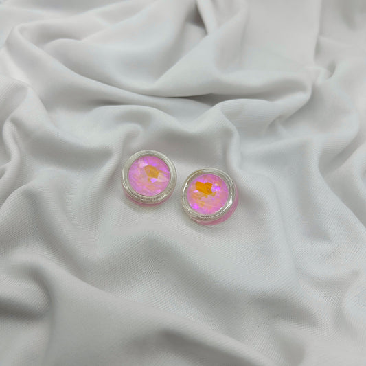 round shape light pink sparkling earring