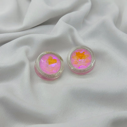 round shape light pink sparkling earring