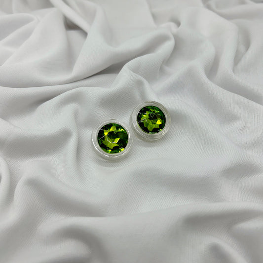 round shape dark green sparkle earring