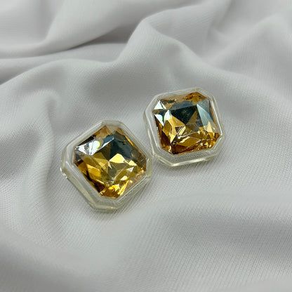 square shape golden twinkling acrylic earring