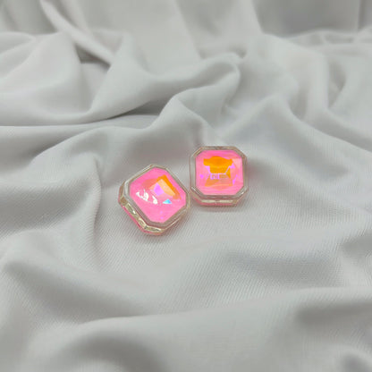 square shape acrylic light pink earring