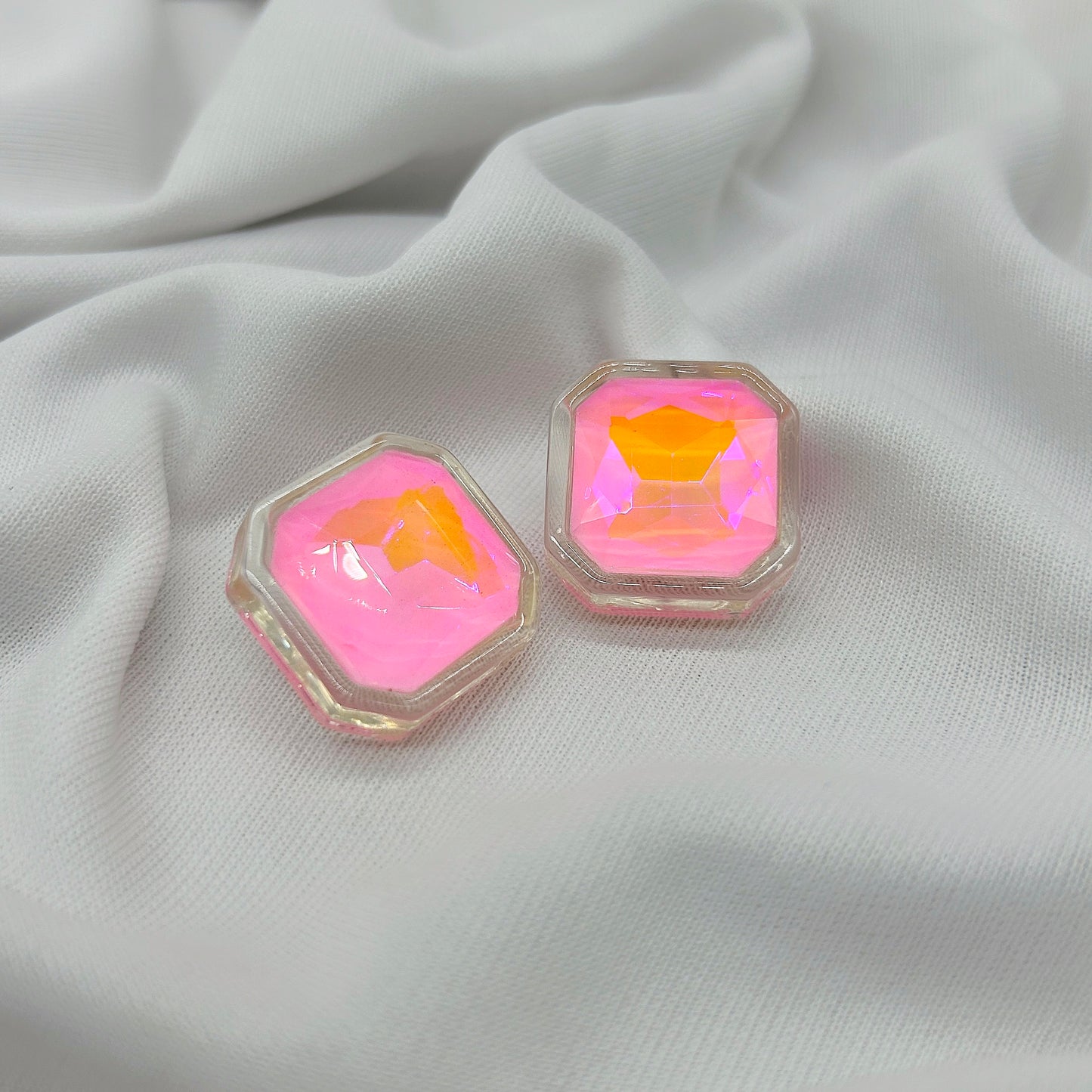 square shape acrylic light pink earring