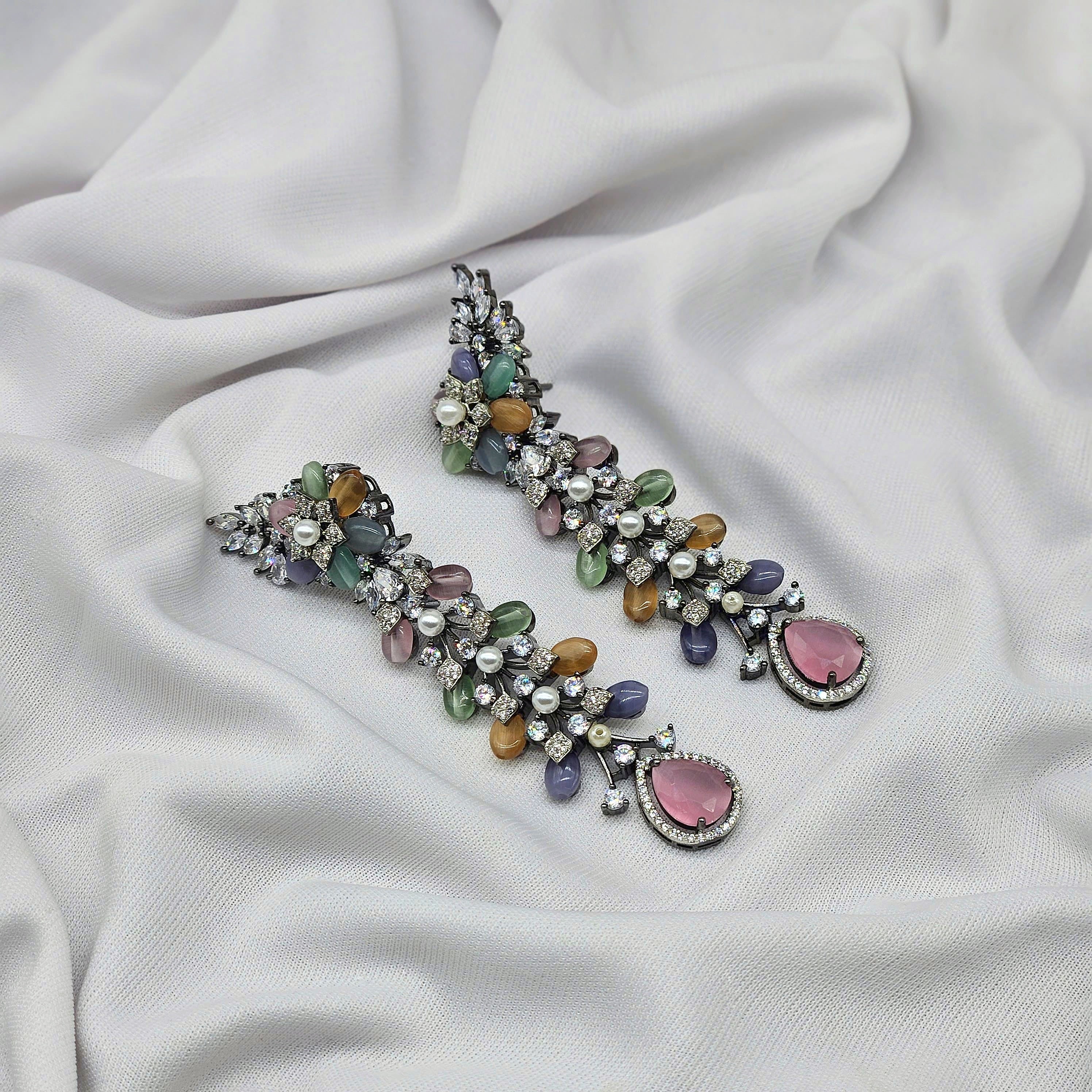 multi color cubic zirconium diamond earring