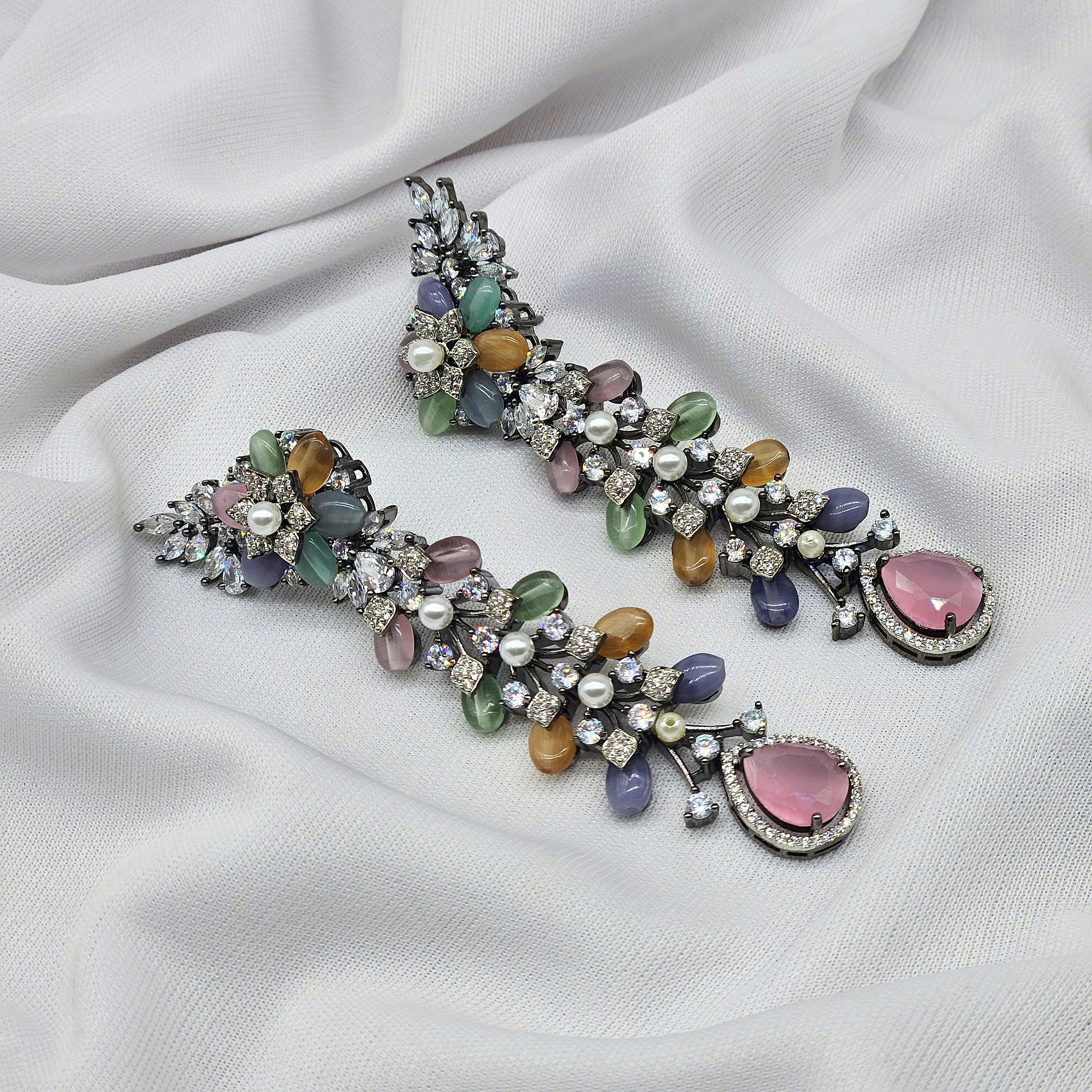 multi color cubic zirconium diamond earring