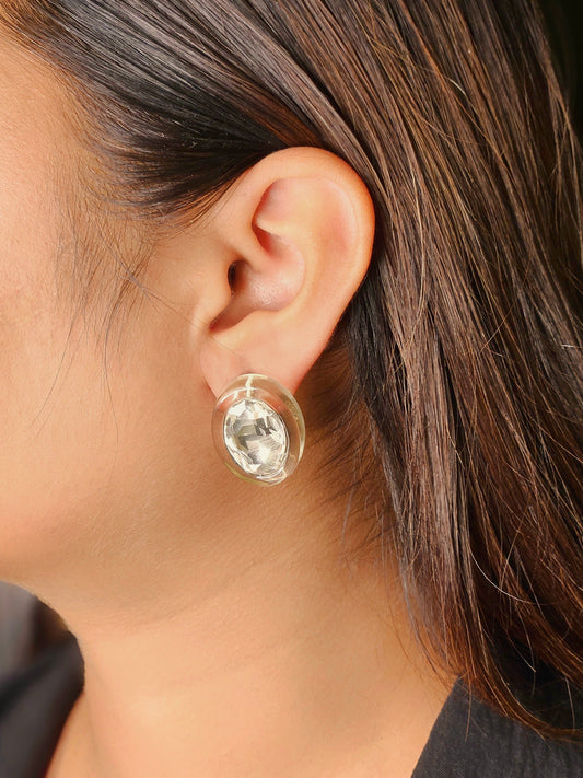 circle shape white trending earring /western earring