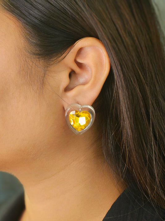 yellow heart shape earring /western earring