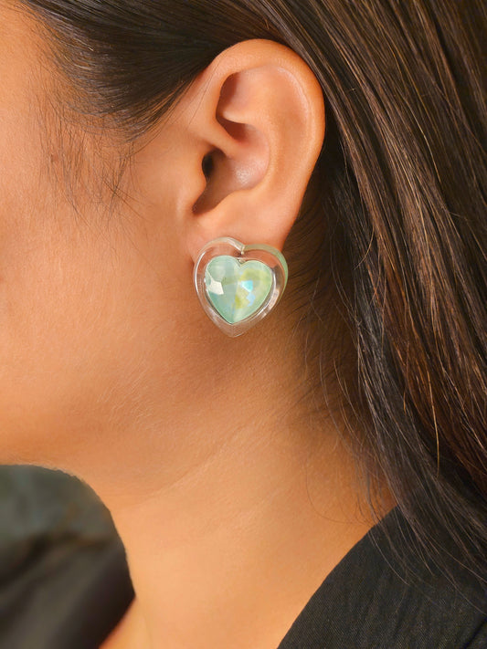 heart shape green trending earring /western earring