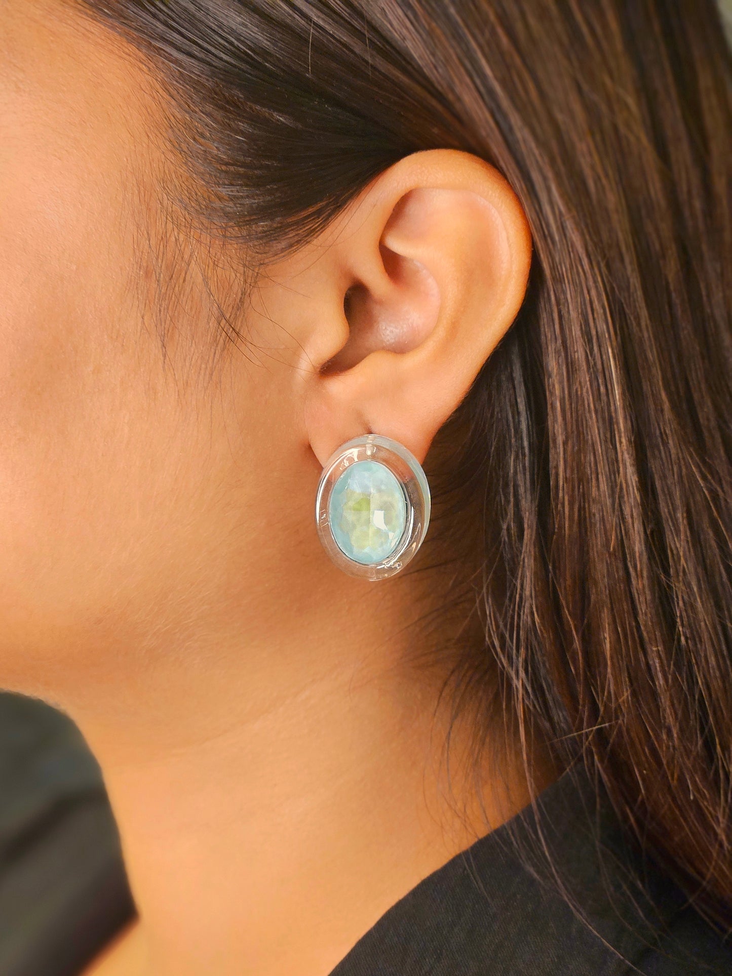 circle shape blue trending earring /western earring